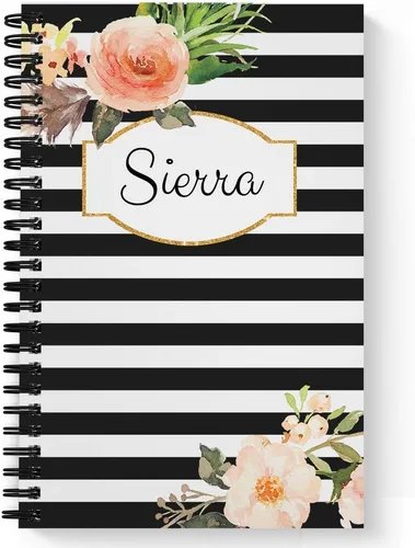 Miniatura 6 de Cuaderno/diario personalizado floral clásico, tapa suave laminada, 120 páginas de su papel seleccionado, coloque espiral plana de alambre.