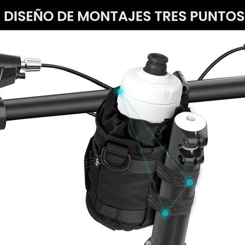Miniatura 2 de WUVOP Soporte para Tazas de Bicicleta, Soporte para Botella de Agua de Manillar para Bicicletas con Bolsillos de Malla, Jaula Universal para Botella