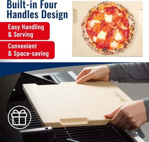 Miniatura 3 de Piedra de pizza grande, piedra rectangular de pizza de 16 x 14 pulgadas para horno, parrilla, barbacoa, piedra para hornear para pan de pizza