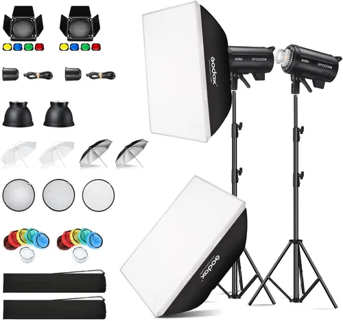 Miniatura 8 de Godox Paquete de 2 unidades DP400III-V DP400IIIV DP400IIIV 800Ws Photo Speedlite Studio Flash Strobe Monolight Bowens Kit de montaje para estudio