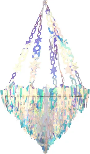 Miniatura 3 de Paquete de 3 adornos holográficos colgantes de estrella de 6 puntos, adorno decorativo de techo de lámina blanca iridiscente brillante para decorar