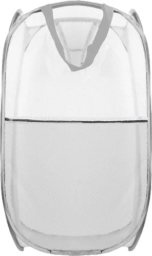 Miniatura 14 de Cesto de ropa sucia plegable emergente, cesta de ropa plegable de malla extragrande, 28" x 16" x 16" (azul)