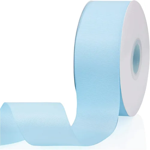 Miniatura 74 de Cinta de grogrén de doble cara de color liso azul bebé de 1-1/2 pulgadas x 50 yardas para envolver regalos, bodas, fiestas, manualidades, lazos