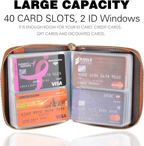 Miniatura 3 de Easyoulife - Billetera de piel con cierre y tarjetero para mujer, con bloqueo de interferencia de radiofrecuencia (RFID), cartera Rfid, M