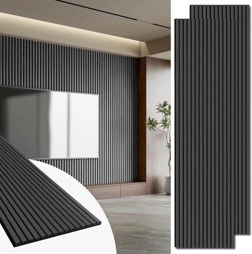 Miniatura 12 de Art3d Paquete de 2 paneles acústicos de listones de madera de 94.5 x 24 pulgadas para pared y techo - 31 pies cuadrados Panel acústico 3D estriado