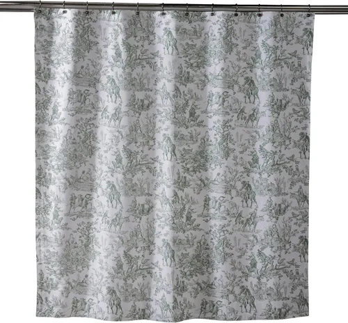 Miniatura 25 de Maison d' Hermine Cortina de ducha 100% algodón, un panel, 70 x 72 pulgadas, cortinas de ducha de tela lavable para baño, fácil de colgar con 12