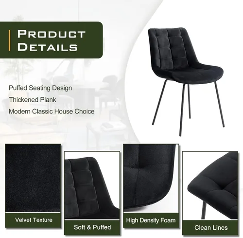 Miniatura 5 de NicBex Sillas de comedor de terciopelo, sillas de recepción tapizadas, silla decorativa copetuda con patas de metal para la cocina del hogar, sala
