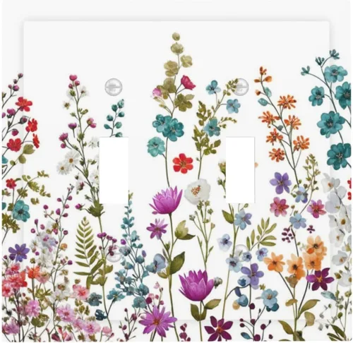 Miniatura 13 de Cubierta de Interruptor de Luz de 1 Gang con Flores Silvestres Bohemias, Hierbas, Floral, Decorativa, Planta Botánica, Naturaleza, Acuarela, Placa