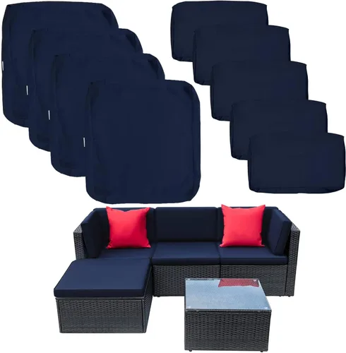 Miniatura 10 de ClawsCover (No elástico), juego de 9 fundas de cojín de patio, cojines de muebles de exterior y fundas de almohada de repuesto, apto para 5 piezas