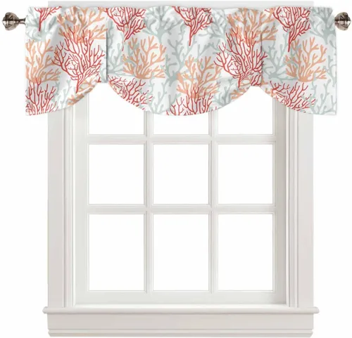 Miniatura 8 de Cortinas de verano con cenefa de amarre para ventanas, cortinas costeras de cocina costeras para ventanas, cortinas náuticas junto al mar, beige