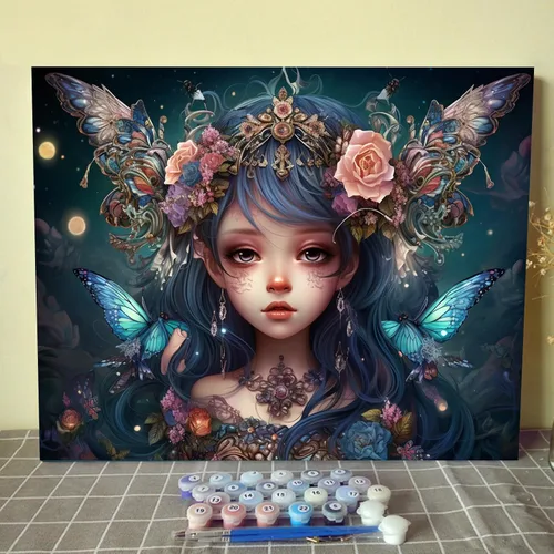 Miniatura 14 de Tucocoo Kit de pintura de corona de ángel para adultos, flores rosadas, pintura por números para niños y adultos, principiantes, hadas, ángel
