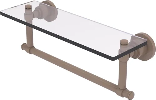 Miniatura 22 de Allied Brass WS-1TB/16-SN Estante de vidrio con toallero, 16 pulgadas x 5 pulgadas Níquel Satinado