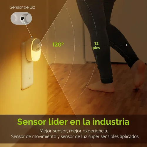 Miniatura 3 de AUVON Luz nocturna enchufable con sensor de movimiento y sensor de atardecer a amanecer, mini luz nocturna LED blanca cálida con brillo ajustable