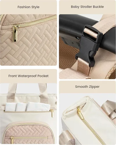 Miniatura 6 de LOVEVOOK Mochila para pañales, bolsa de bebé portátil de gran capacidad con cambiador de pañales plegable, bolsas de pañales impermeables para bebé