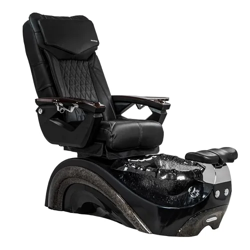 Perla 18 LX Shiatsulogic - Silla de pedicura negra con bomba de descarga, elegante bañera de pedicura con chorro magnético sin tubería, juego de
