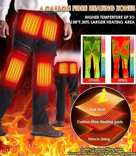 Miniatura 3 de Pantalones térmicos con batería de 20000 mAh, pantalones eléctricos para senderismo para nieve, pantalones de invierno Softshell para exteriores