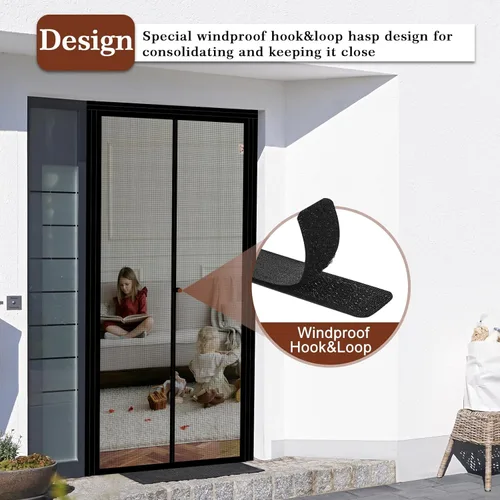 Miniatura 5 de Yotache - Puerta mosquitera magnética ajustable para puertas de 29"-33" de ancho y 79"-81" de alto, cortina de malla de fibra de vidrio reforzada