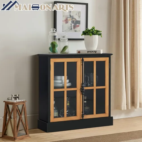 Miniatura 3 de MAISON ARTS Armario decorativo con 2 puertas, armario de almacenamiento decorativo de granja para entrada, sala de estar, aparador de cocina