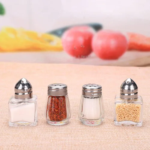 Miniatura 7 de Paquete de 12 mini saleros de especias, sal y pimienta, especias, condimentos – Tapa de acero inoxidable y tarros de vidrio – Sostiene suministros