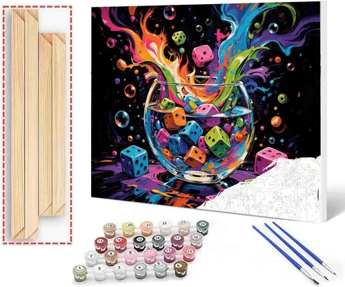 Miniatura 24 de Aihonmin Pintura por números, tema de baloncesto, kit de pintura al óleo para niños y adultos, pintura de dibujo de 16 x 20 pulgadas, pigmento Bola