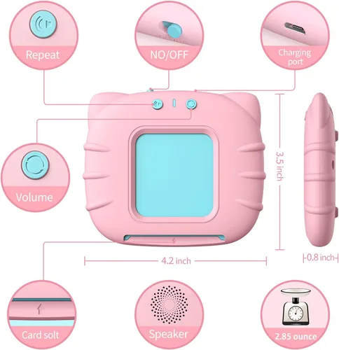 Miniatura 5 de Kidzdo Juguetes audibles bilingües en español e inglés con música, tarjetas flash parlantes bilingües para niños pequeños/principiantes, ABC, Rosa