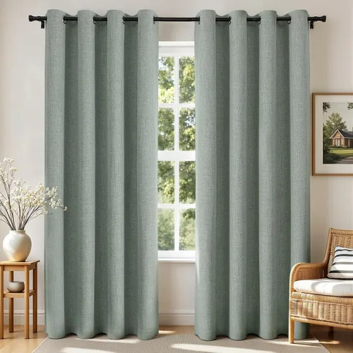 Miniatura 24 de Joydeco Cortinas opacas de 84 pulgadas de largo, 2 paneles burg, cortinas de oscurecimiento de habitación para dormitorio, cortinas térmicas Negro