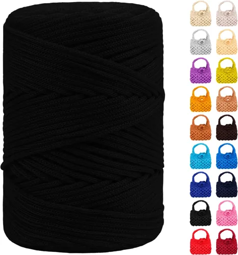Miniatura 8 de Cordón de macramé de poliéster de 0.118 in x 185 yardas, cordón trenzado de macramé, bolsa de ganchillo, hilo de poliéster para ganchillo, bolsa