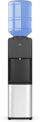 Brio CLTL130SS Serie 130 Dispensador de enfriador de agua de carga superior para botellas de 3 y 5 galones, caliente y frío, carga sin derrames,
