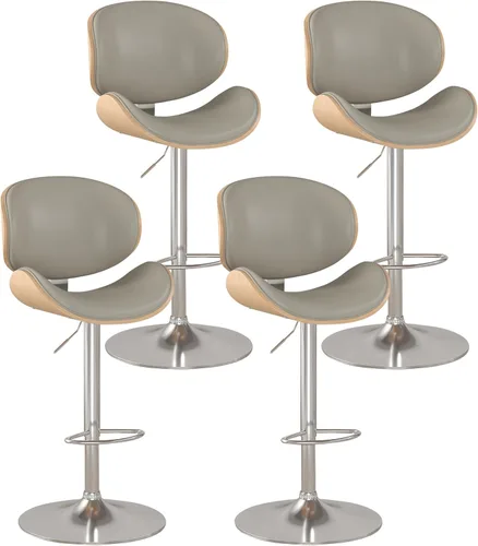 Miniatura 14 de KCC Juego de 2 taburetes de bar giratorios de altura ajustable, sillas de bar tapizadas de piel sintética con reposapiés, taburete de bar de madera