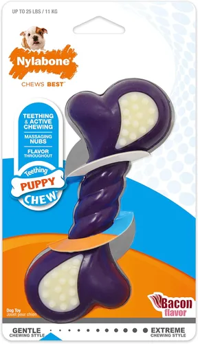 Miniatura 14 de Nylabone - Juguete masticable para cachorros, suministros para cachorros, sabor cordero y manzana, pequeño/regular (1 unidad)