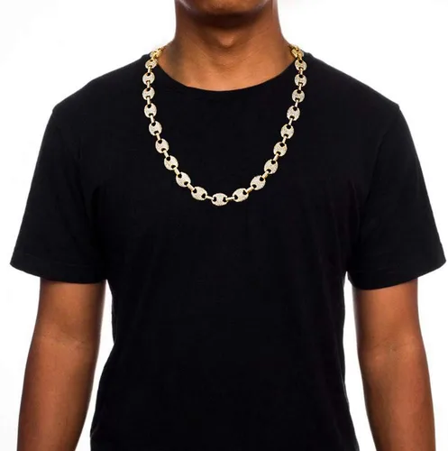 Miniatura 7 de FW Jewelry Cadenas de eslabones cubanos Gold Mariner para hombre, collares cubanos de grano de café, cadenas cubanas de hip hop de 16 a 30 pulgadas