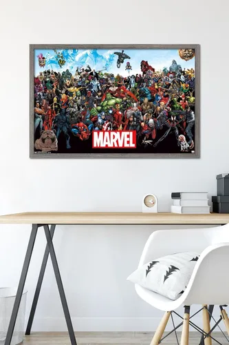 Miniatura 6 de Marvel Comics The Marvel Lineup - Póster de pared, 34 pulgadas de largo x 22.4 pulgadas de ancho, versión enmarcada de madera de granero Versión
