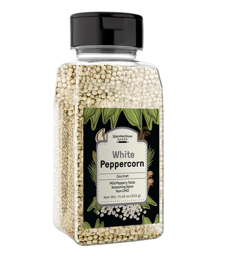 Unpretentious Pimienta blanca entera (2 tazas), añade sabor extra, condimento, recipiente reutilizable