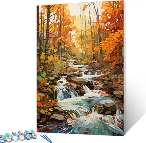 Miniatura 24 de Kit de pintura al óleo para ventana de playa, paisaje, por números, 16 x 20 pulgadas, lienzo, flores, paisaje, bricolaje, pintura al óleo para Pbn