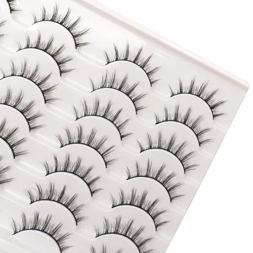Miniatura 2 de Losha - Pestañas postizas manga de aspecto natural, paquete de pestañas de visón sintético esponjosas, 14 pares de pestañas cortas de anime, aspecto