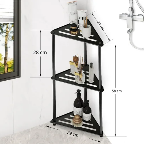 Miniatura 2 de Organizador de ducha de pie esquinero, soporte organizador de ducha de acero inoxidable de 3 niveles, estantes de ducha esquineros resistentes al