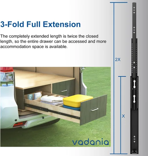 Miniatura 5 de VADANIA Deslizador de cajón resistente de 12 pulgadas sin cerradura #VA2053-b, acero laminado en frío electrochapado negro, 2 pulgadas de ancho
