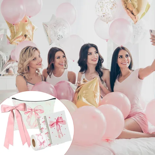 Miniatura 5 de Coquette - Juego de regalo de lazo rosa con taza de lazo, bolsa de maquillaje preparada, cuaderno de lazo, accesorios de llavero, regalos temáticos