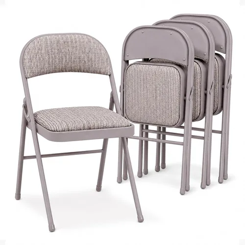 Miniatura 10 de MECO Paquete de 4 sillas plegables acolchadas portátiles, silla plegable de tela metálica ligera y acolchada, comodidad repentina, color negro