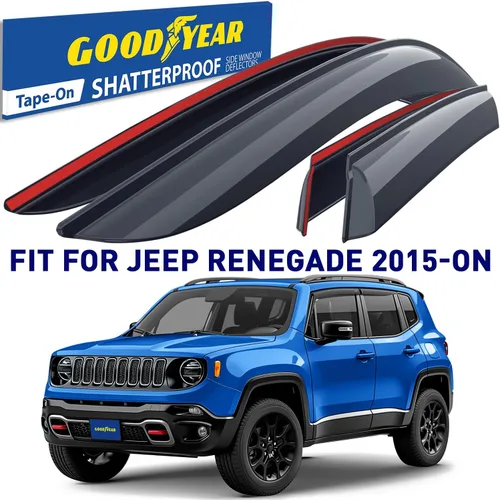 Miniatura 2 de Goodyear - Deflectores de ventana lateral irrompibles para Jeep Renegade 2015-2023, protectores de lluvia con cinta adhesiva, viseras de ventana