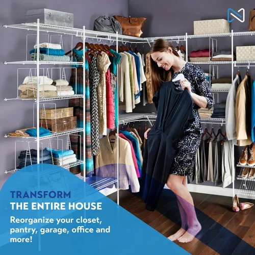 Miniatura 4 de Divisores Altos de Estante de Alambre Blanco para Organización del Closet – Divisores de Estantes de Closet Resistentes y Fáciles de Instalar