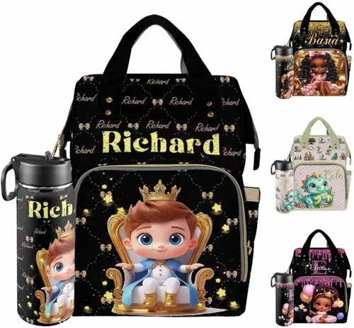 Miniatura 16 de Mochilas personalizadas con nombre personalizado para bebé, bolsa de pañales con monograma con bolsillos térmicos para adultos y niños, impermeable