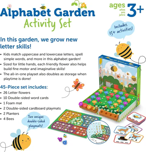 Miniatura 6 de Learning Resources Juego de actividades de jardín del alfabeto, 45 piezas, juegos educativos para interiores a partir de 3 años, alfabeto