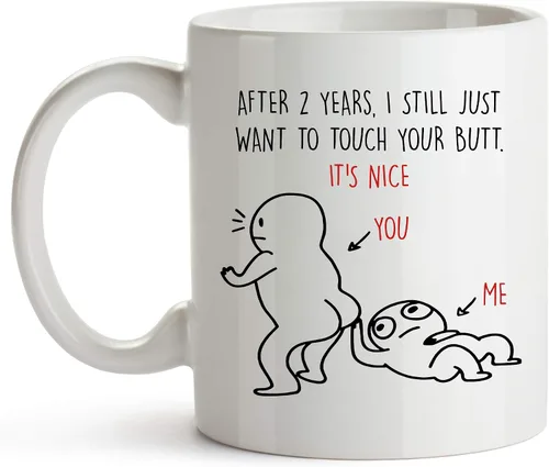 Miniatura 7 de YouNique Designs Taza de aniversario de 2 años para novio y novia, 11 onzas, 2da taza de café de boda para marido y esposa, taza de citas para él