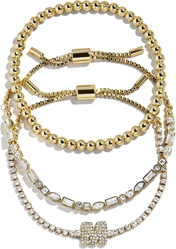 Miniatura 32 de BaubleBar Juego de pulsera Pisa para mujer, tres pulseras de cuentas chapadas en oro, joyería de moda, regalo de moda