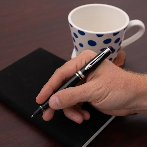 Miniatura 2 de Waterman Expert - Bolígrafo roller con tapa grabada, laca negra con borde cromado, regalo personalizado para ejecutivos, miembros de la junta