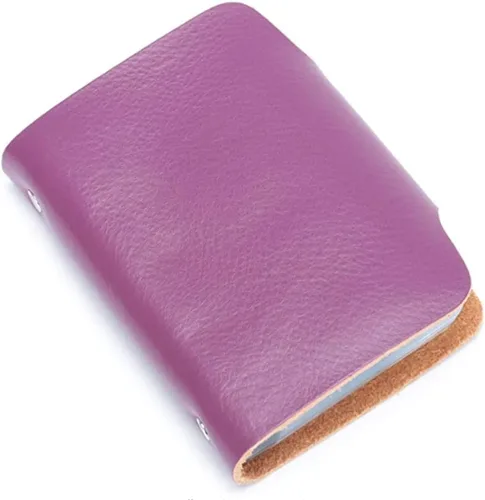 Miniatura 4 de YaJaMa Cartera para tarjetas de crédito, pequeña, de piel auténtica, 26 ranuras, para tarjetas, organizador para mujeres y hombres, Púrpura, Cartera