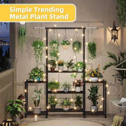 Miniatura 3 de Simple Trending Soporte para Plantas de Interior y Exterior, Estante Colgante de Metal de 3 Niveles Alto para Múltiples Macetas de Flores, Soporte