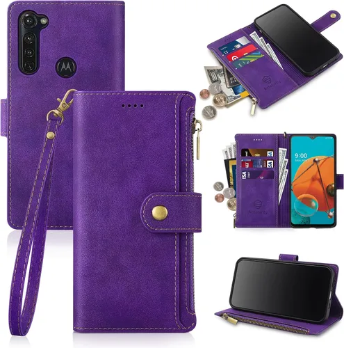 Miniatura 9 de Antsturdy Funda compatible con Motorola Moto G Stylus 2020 con tarjetero para mujeres y hombres, funda de teléfono con bloqueo RFID, piel sintética