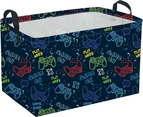 Miniatura 30 de Cesta plegable rectangular de tela para almacenamiento,con revestimiento impermeable y asas, sirve como organizador de juguetes, cesta de regalo